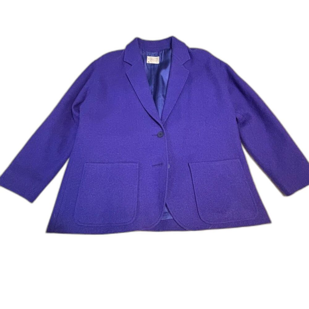 Vintage Pendleton Pure Virgin Wool Blazer Royal Blue Large - Picture 9 of 10